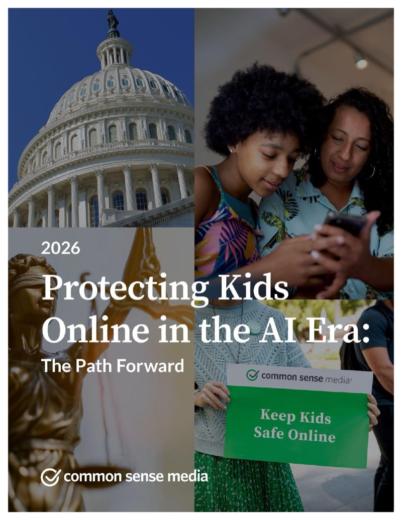 Cover of Common Sense Media's 2026 report — Protecting Kids Online in the AI Era: The Path Forward